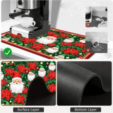 1pc Dish Drying Mat, Coffee Machine Mat, Christmas Dish Drying Mat, Christmas Flower & Santa Claus Pattern Kitchen Drain Mat, Absorbent Quick Dry Tabletop Protector, Holiday Atmosphere Suitable For Kitchen & Dining Table, Dish Water Control Mat, Home Gift, Tabletop Decor - XYLSD-943 - View 9