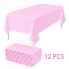 3pcs/12pcs/20pcs White Disposable Tablecloths, Rectangular Plastic PE Waterproof Dining Table Cover, Banquet Birthday Wedding Party Gathering Tablecloth, Tabletop Decoration Supplies - Multicolor - View 15
