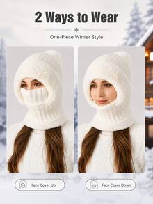 6 Colores Estilo Coreano Pasamontañas Todo en Uno de Punto, Conjunto de Gorro Bufanda Máscara Facial 3 en 1 Forrado de Felpa, Ribete de Piel, Talla Única Elástica, Resistente al Viento Cálido Invierno Ciclismo Esquí Navidad Exterior Uso Diario Gorro Cálido - Multicolor - Ver 6