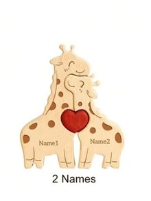Personalized Wooden Family Name Puzzle, Custom Laser Engraved Interlocking Keepsake For Home Decor, Living Room Or Entryway Display, Christmas, Birthday Or Anniversary Gift For Parents And Family - Giraffe - View 9