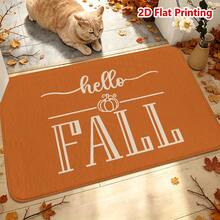1/2件裝秋季門墊 Hello Fall 秋季主題法蘭絨地墊，舒適柔軟吸水防滑可機洗，多功能居家地板墊，適用於玄關、走廊、客廳、廚房、浴室、洗衣房及感恩節節日裝飾 - 彩色 - 查看 4