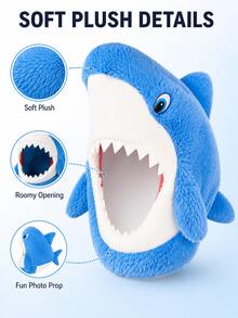 1pc Funny Plush Shark Head Mask, Soft Cartoon Animal Hat, Suitable For Cosplay Party, Halloween Photo Props - Multicolor - View 5