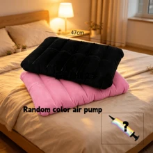 4pcs/2pcs/1pc Flocked Rectangular Inflatable Double-Sided Pillow - Soft Comfortable Waterproof Wear-Resistant Fabric, Compact Foldable Portable, Suitable For Camping, Travel, Head Neck Waist Support - Multicolor - View 15