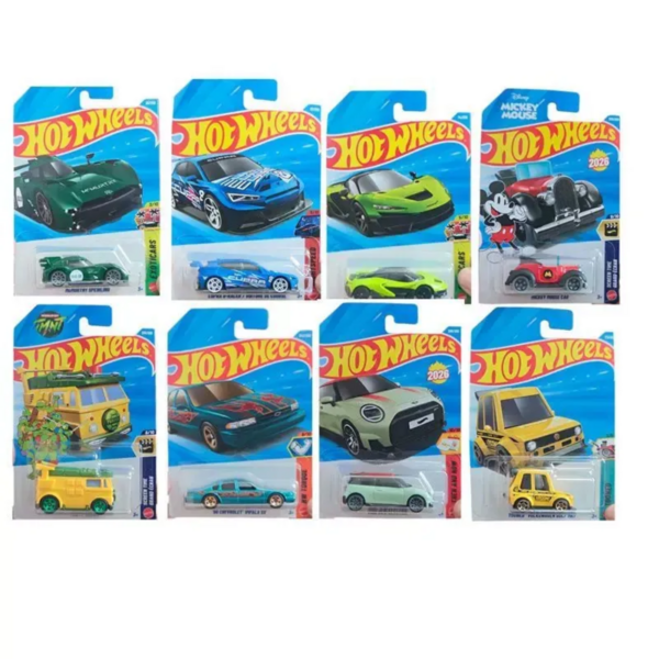 Mattel Hot Wheels 2026-N Case, McLaren Chevy Datsun Dodge RAM Ninja Turtles, Modelo de coche de aleación fundida a escala 1:64, Regalo de coleccionista