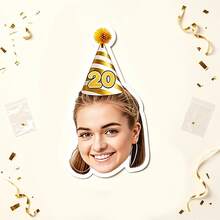 UNICCUT Customized Luxury Birthday Hat With Photo & Age Sticker, Personalized Face Photo Label Sticker, Birthday Party Decoration Gift Card, Prom, Birthday Party Decor, Holographic - Multicolor - View 7