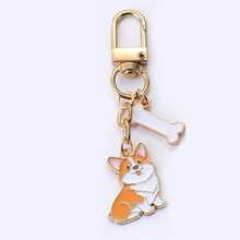 Cute Enamel Dog Keychain With Bone Charm, Gold-Tone Pet Lover Bag Pendant, Y2K Purse Backpack Accessory, Everyday Gift - Multicolor - View 13