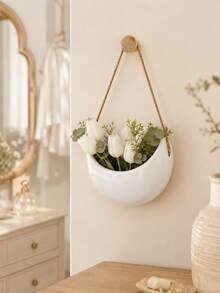 1pc Moon-Shaped Hanging Planter – Wall-Mounted Basket For Green Plants; Balcony & Home Decor Container; Decorative Hanging Ornament; Succulent Planter - A - View 10