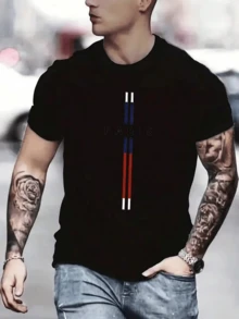 Unisex T-Shirt Men's Casual T-Shirt, Paris Graphic Design 2025 - 黑色 - 查看 1