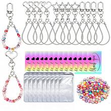 22/66PCS Creative Heart, Star, Door Knob Shaped Keychain Set With Mini Lobster Clasp, Includes Connecting Chain, Cardboard Packaging Bag, Random Style Beads, DIY Key Ring, Key Chain For Music Festival, Back To School, Holiday Gift - DIY - View 9