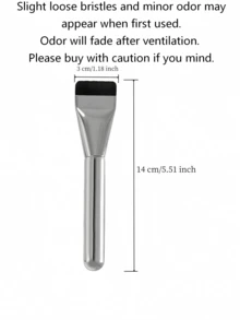 1pc Flat Straight Head Seamless Foundation Brush, Solves Problems Of Heavy Makeup, Cakey Appearance, Powder Streaks, Hard-To-Blend Nose Corners, Uneven Makeup Effect, And Long Application Time, Ultra-Thin Straight Brush Head Precisely Fits Facial Contours, High-Density Soft Bristles For Even Powder Pickup, Smooth Application Without Caking, Silver Metal Handle With Non-Slip Grip, Suitable For Daily Makeup, Selfie Styling, And ID Photo Base Makeup - Multicolor - View 9