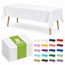 8pcs Disposable Rectangular Solid Color Tablecloth Plastic PEVA Dessert Table Party Decoration Waterproof Oil-Proof Table Cover - Multicolor - View 2