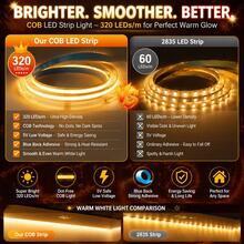 1 buah Lampu Strip LED COB, 3 Suhu Warna, 5m Bertenaga USB 320 LED/M, Pemotongan Fleksibel, Pencahayaan Tanpa Sambungan yang Dapat Diredupkan, Portabel, Perekat Mandiri untuk Pemasangan Mudah, Panjang Dapat Disesuaikan dan Dapat Dilipat, Cocok untuk Kamar Tidur, Ruang Tamu, Lampu Latar TV, Lampu Pengisi Cermin Rias dan Lainnya, Hadiah Liburan - MultiWarna - View 6