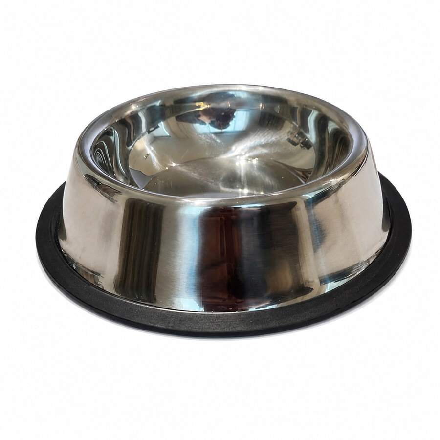 Comedouro Bebedouro Pet Inox 15cm com Base Antiderrapante para Cães e Gatos Pote para Ração e Água - 100ml - Visão 1