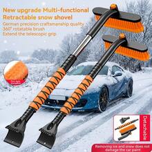 3-In-1 Portable Snow Shovel, Telescopic, Detachable, Rotating Brush Head, Sturdy C-Shaped Scraper, Thickened Bristles, Outdoor Snow Removal, Car Cleaning Multi-Function Tool - Multicolor - View 3