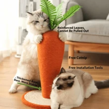 Tiang Penggaruk Kucing Sisal Berbentuk Wortel Kartun, Papan Penggaruk Kucing Vertikal Tahan Aus, Alas Tebal Stabil untuk Mengasah Cakar Kucing, Rangka Panjat Kucing yang Lucu dan Menyenangkan, Mainan Penggaruk untuk Menghilangkan Kebosanan bagi Hewan Peliharaan - MultiWarna - View 6