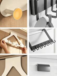 No-Drill Door Hanging Storage Rack Door Hook Multi-Function Space-Saving Vertical Storage Hook Suitable For Bathroom Bedroom Entryway Sturdy Door Back Coat Rack Room Decor Home Decor Bedroom Decor Christmas Bathroom Accessories - Multicolor - View 8