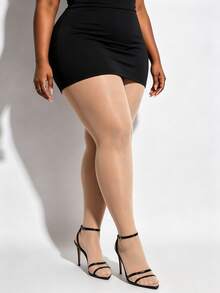 1pc Women's Rhinestone Star Pattern Sheer Tights, Shiny Nude Party & Nightclub Outfit Pantyhose - Apricot - View 4