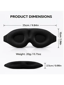 3D Contoured Sleep Mask, Zero Eye Pressure Eye Mask With Adjustable Strap, Deep Sleep, Travel, Nap, Yoga Relaxation - A - View 6