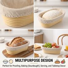 1pc Natural Wicker Bread Fermentation Basket With Liner, Round Or Oval Bread Proofing Bowl, Suitable For Baking Yeast Bread Dough, Restaurant Kitchen Baking Tool - View 7