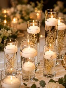 50pcs Artificial Flowers, Suitable For Floating Candle Centerpiece Decoration, 6 Inch Mini Vase Filler, Can Fill Floating Candles, Suitable For Wedding, Dining Table, Party, Home, Restaurant Decoration (Gold) Home Decor Room Decor Vase Glass Vase - Multicolor - View 11