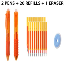 Retractable Erasable Gel Pen Set, 2 Pens + 20 Replacement Refills + 1 Eraser, 0.5mm Fine Point Refillable Erasable Pens, Smooth Writing Click Pens For Students, School, Office, Notes, Homework & Journaling - Multicolor - View 18