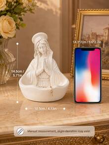 1pc Virgin Mary Resin Jewelry Tray, Catholic Prayer Figurine Rosary Holder, Christian Religious Decor, Ring And Bead Jewelry Dish, Bedroom Vanity Desktop Ornament, Faith Gift For Women, Mothers, Family - Multiple Styles - View 3