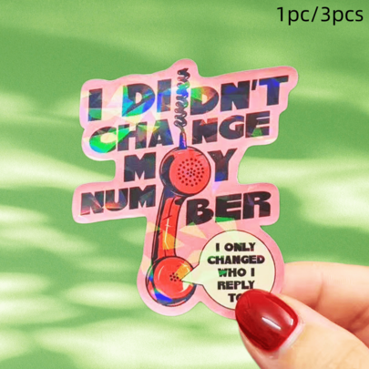 Red Telephone Receiver I DIDN'T CHANGE MY NUMBER Waterproof Vinyl Sticker - Durable Smooth Surface, Self-Adhesive Bumper Sticker, Suitable For Cars, Windows, Laptops, Trucks, Water Bottles - Multi-Purpose Durable Design, Car Sticker