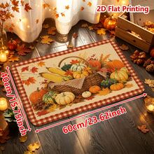 1/2pcs Autumn Door Mat, Autumn Harvest Theme Flannel Door Mat, Comfortable Soft Absorbent Non-Slip Machine Washable, Multi-Functional Home Entrance Carpet, Kitchen Bathroom Mat, Entryway Hallway Bedroom Living Room Patio Decor, Thanksgiving Autumn Holiday Decoration Mat - Multicolor - View 16