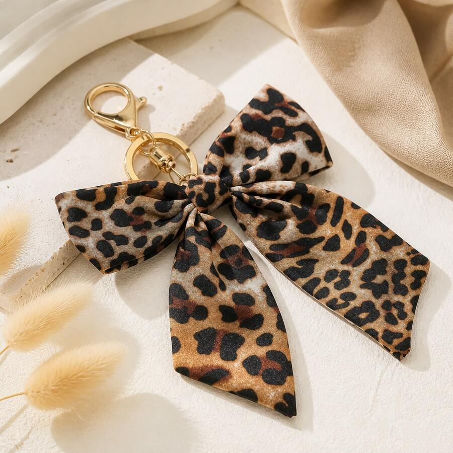 1 buah Gantungan Kunci Pita Kain Motif Leopard dengan Kait Paduan Logam, Hadiah untuk Wanita dan Anak Perempuan, Cocok untuk Kembali ke Sekolah, Halloween, Thanksgiving, Natal - MultiWarna - View 1