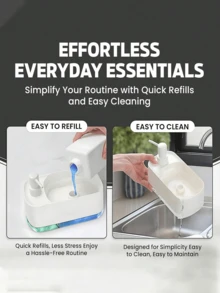 2-In-1 Soap Dispenser And Sponge Holder, Kitchen Dish Soap Pump Bottle, Kitchen And Bathroom Multi-Function Cleaning Supplies Storage Rack - Multicolor - View 5