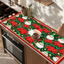 1pc Dish Drying Mat, Coffee Machine Mat, Christmas Dish Drying Mat, Christmas Flower & Santa Claus Pattern Kitchen Drain Mat, Absorbent Quick Dry Tabletop Protector, Holiday Atmosphere Suitable For Kitchen & Dining Table, Dish Water Control Mat, Home Gift, Tabletop Decor - XYLSD-943 - View 7