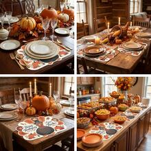 20/50Pcs Thanksgiving Turkey Paper Placemats, Multi-Scene Table Mats, Turkey Shaped Cartoon Style Placemats, Suitable For Thanksgiving, Harvest Festival Table Decoration - View 6