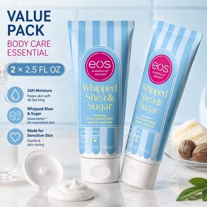 Whipped Shea Sugar 24H Hydrating Body Lotion For Dry Rough Flaky Skin, 2.5oz Mini Portable Travel Lotion