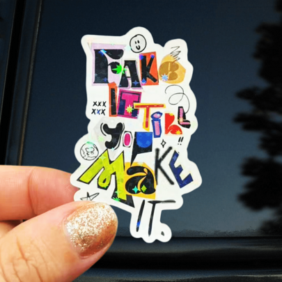 American Vintage Collage Art Letter Stickers, Pretend Persistence Will Eventually Come True, Personalized DIY Decorative Stickers, Waterproof Vinyl Stickers - Durable Matte Surface, Self-Adhesive Bumper Stickers, Suitable For Cars, Windows, Laptops, Trucks, Water Bottles - Multi-Functional Durable Design, Car Stickers