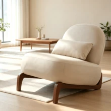 Sturdy Velvet Accent Chair Solid Wood Legs - 駝色 - 查看 2