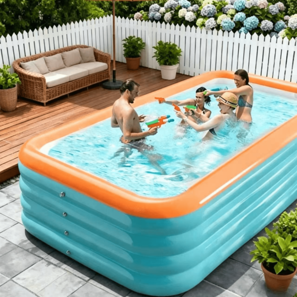 1pc Extra Large Inflatable Swimming Pool, Thick Wall Adult Swimming Pool, Home Backyard Swimming Pool, Suitable For Garden, Summer Water Park Family Pool, Portable And Easy To Use Swimming Pool