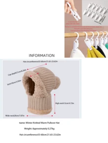 6 Colores Estilo Coreano Pasamontañas Todo en Uno de Punto, Conjunto de Gorro Bufanda Máscara Facial 3 en 1 Forrado de Felpa, Ribete de Piel, Talla Única Elástica, Resistente al Viento Cálido Invierno Ciclismo Esquí Navidad Exterior Uso Diario Gorro Cálido - Multicolor - Ver 11