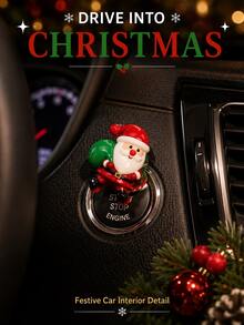 Flower Or Christmas Car Engine Start Stop Button Cover, Cute Transparent Push Start Button Decorative Cap, Dashboard Center Console Ornament, Car Interior Accessories For Women, Vehicle Decoration And Holiday Gift, 6 Styles Available - A - View 1