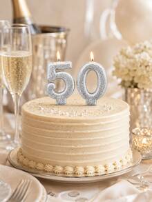1pc Sequin Number Birthday Candle 0-9 Silver Age Candle, Elegant Cake Decor Topper, Suitable For Children And Adult Birthday Parties, Anniversaries, Weddings And Celebration Events - View 7
