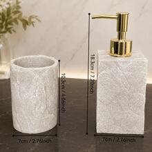 Bathroom Accessories Set: Includes Soap Dispenser, Vanity Tray, Toothbrush Holder, Cotton Swab Holder, Soap Dish And Storage Items; Suitable For Bathroom Countertop And Decoration - Apricot - View 8