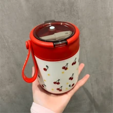 500ml 304 Stainless Steel Healthy Fashionable Cute Cherry Portable Breakfast Cup/Lunch Box Suitable For Camping/Work/School/Hiking - Cute Cherry - View 2