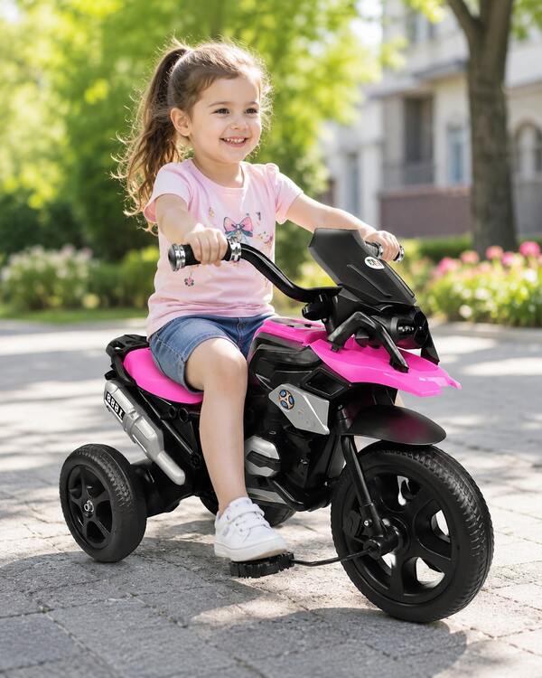 THE BABY SHOP Triciclo para Niños con Diseño de Moto y Luz Frontal
