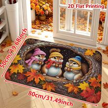 1/2pcs Autumn Door Mat, Autumn Squirrel Theme Flannel Door Mat, Soft Comfortable Absorbent Non-Slip Machine Washable, Multi-Functional Home Floor Mat Suitable For Entrance, Living Room, Bedroom, Kitchen, Bathroom, Laundry Room, Patio, Entryway, Thanksgiving Decoration Autumn Atmosphere Rug - Multicolor - View 15