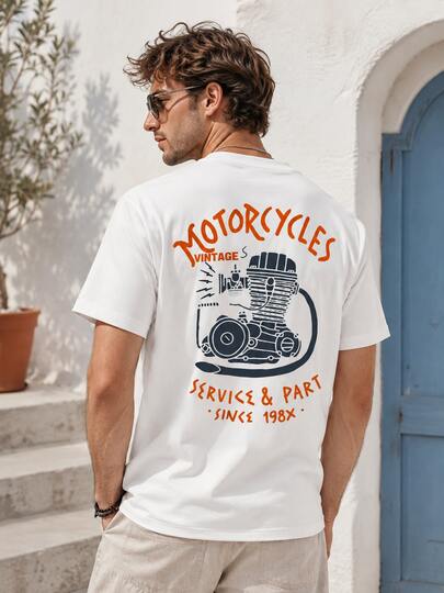 Camiseta de hombre, estampada, de manga corta, cuello redondo, corte holgado, estilo informal, adecuada para el uso diario