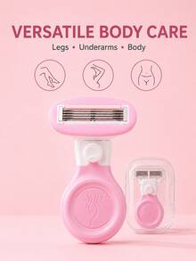 Women's 5-Blade Body Razor, Manual Bikini Shaver, Replaceable Blade Head, Flexible Swinging Blade, Non-Slip Handle, Comes With Travel Storage Box, Dry And Wet Use, Suitable For Legs, Underarms And Bikini Line - Multicolor - View 9