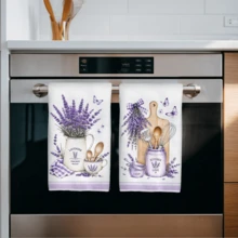 MEMNUN 2件裝紫色薰衣草印花廚房抹布，40*60cm/45*70cm，格紋蝴蝶結水彩花卉軟超細纖維洗碗布、洗碗巾、手巾，廚房與浴室日常家居裝飾，適合廚房與餐廳裝飾，四季適用 - 彩色 - 查看 6