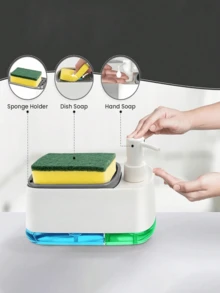2-In-1 Soap Dispenser And Sponge Holder, Kitchen Dish Soap Pump Bottle, Kitchen And Bathroom Multi-Function Cleaning Supplies Storage Rack - Multicolor - View 4