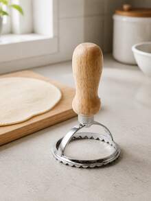 1pc Rustic Wooden Handle Round Dumpling Mold, Dumpling Maker And Italian Ravioli Cutter, Wavy Edge Dough Press, Suitable For Homemade Noodles, Pierogi, Dumplings, Mini Pies And Pastries, Convenient Manual Kitchen Baking Tool, Ideal For Home Cooking And Family Meal Preparation DIY Use - Multiple Styles and Colors - View 9