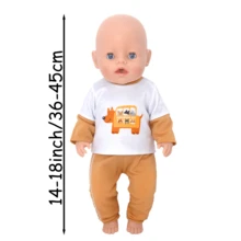 Clothes Designed For 14‑18‑Inch / 36‑45‑Centimeter Newborn Dolls, Two Adorable Styles Of Rabbit‑Flower And Puppy‑Bus Prints, Color‑Block Fake Two‑Piece Tops, Cuffed Long Pants, Firm Overlocked Edges, Ideal Holiday Gifts (Dolls Not Included) - Multicolor - View 3