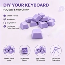 Purple PBT XDA Profile Keycap 30/50/100Pcs Mechanical Keyboard DIY Replacement Key Caps Kit Universal Gaming Keyboard Accessories With Free 2-In-1 Keycap Switch Puller - View 3